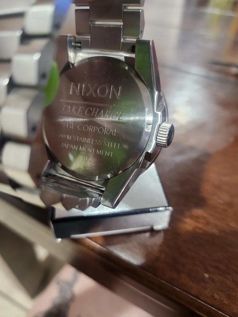 Nixon Corporal Silver Stainless Steel Watch with White Dial and Black Markers